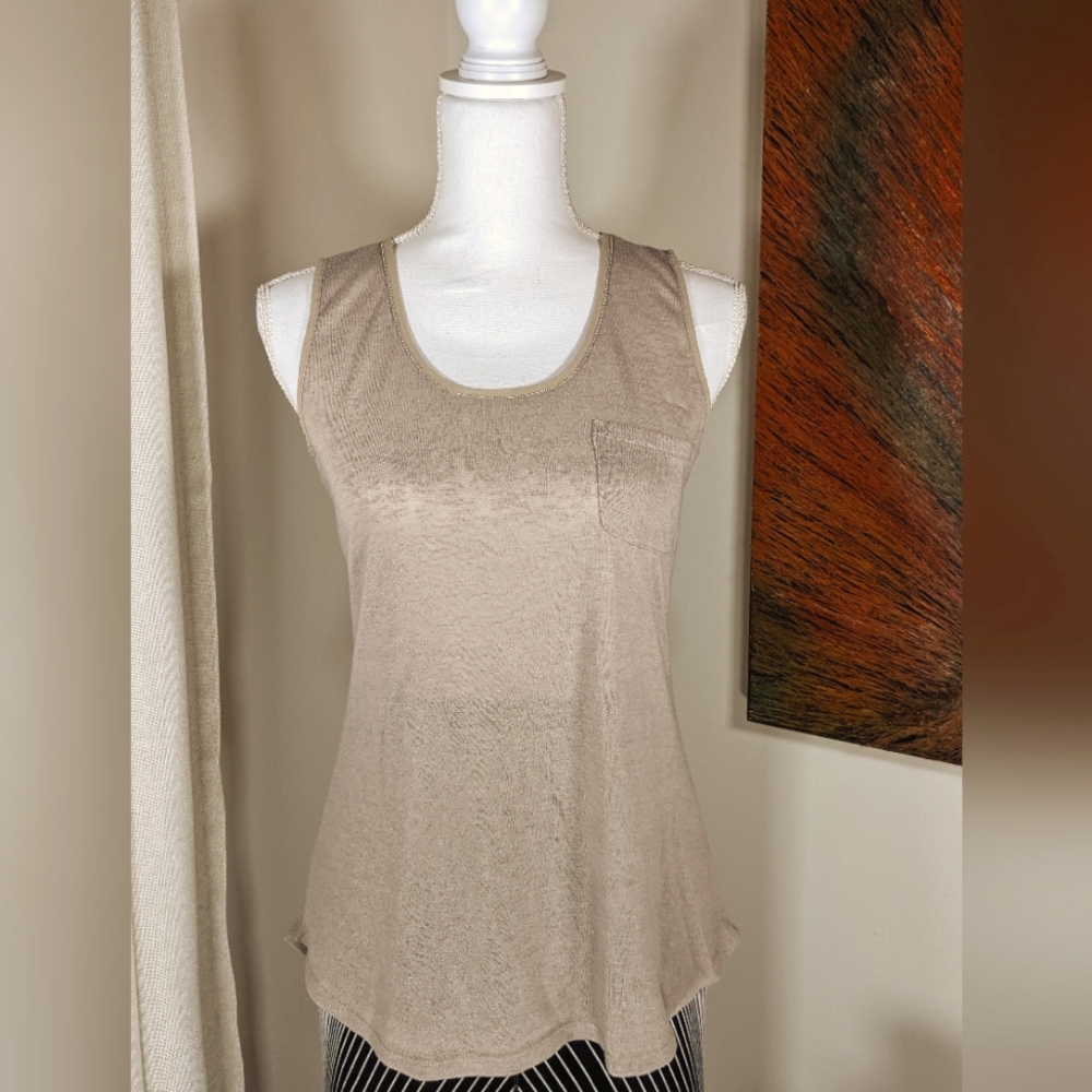 Crosby Beige Tank Top Gathered Waist Women's Tank Top